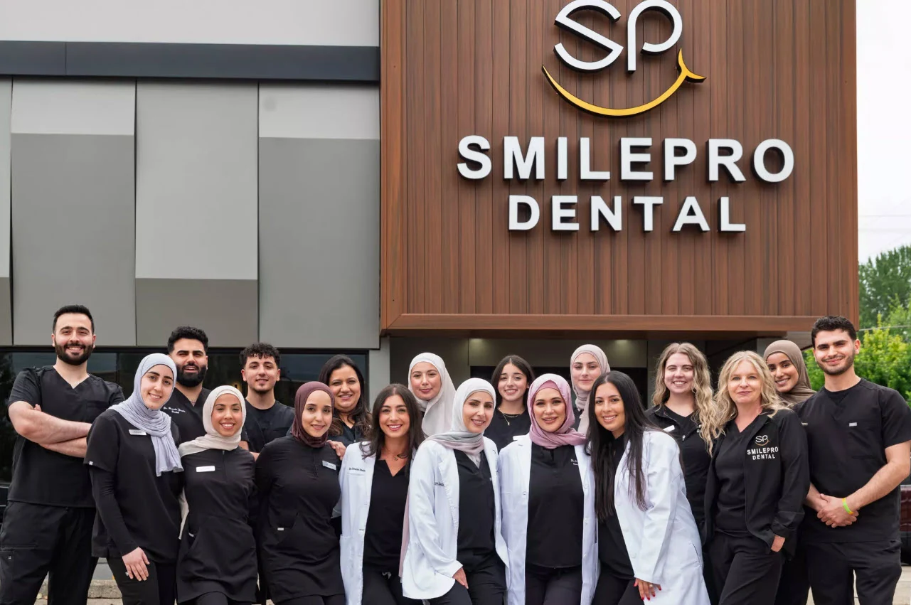 The SmilePro Dental building and signage at 25147 W Warren Ave, Dearborn Heights